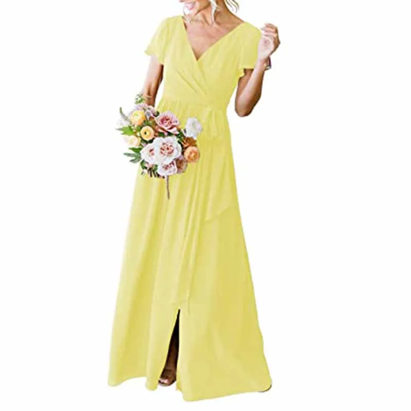 Lace Up  Country Bridesmaid Dresses Lace Chiffon Formal Dresses