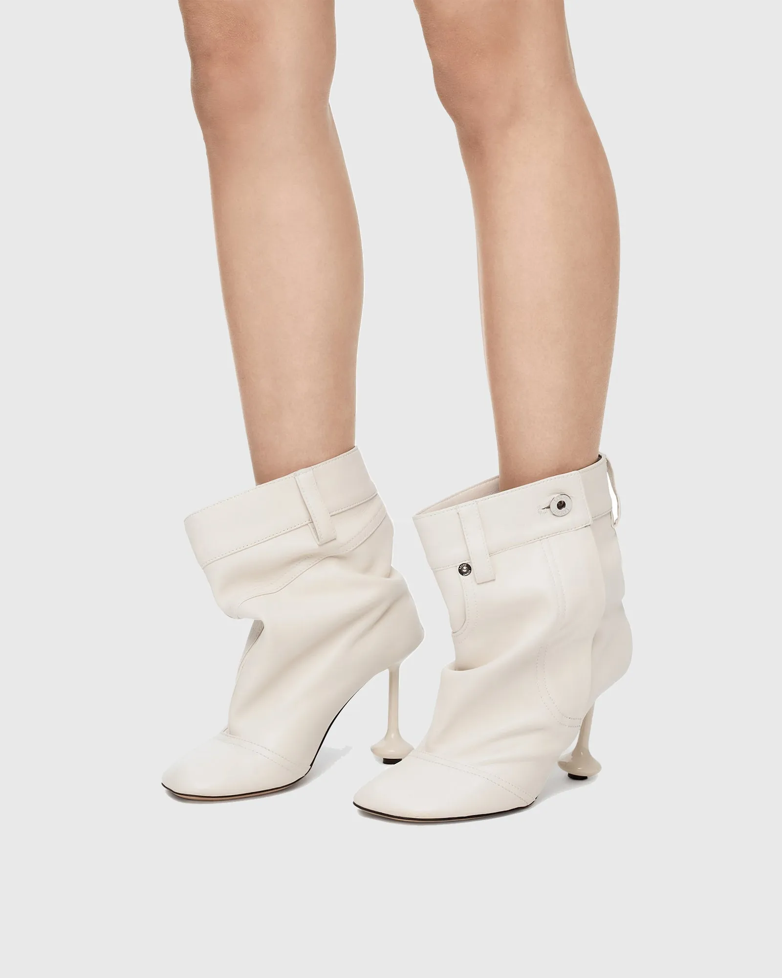 Luigia Toy Heel Ankle Boots In White
