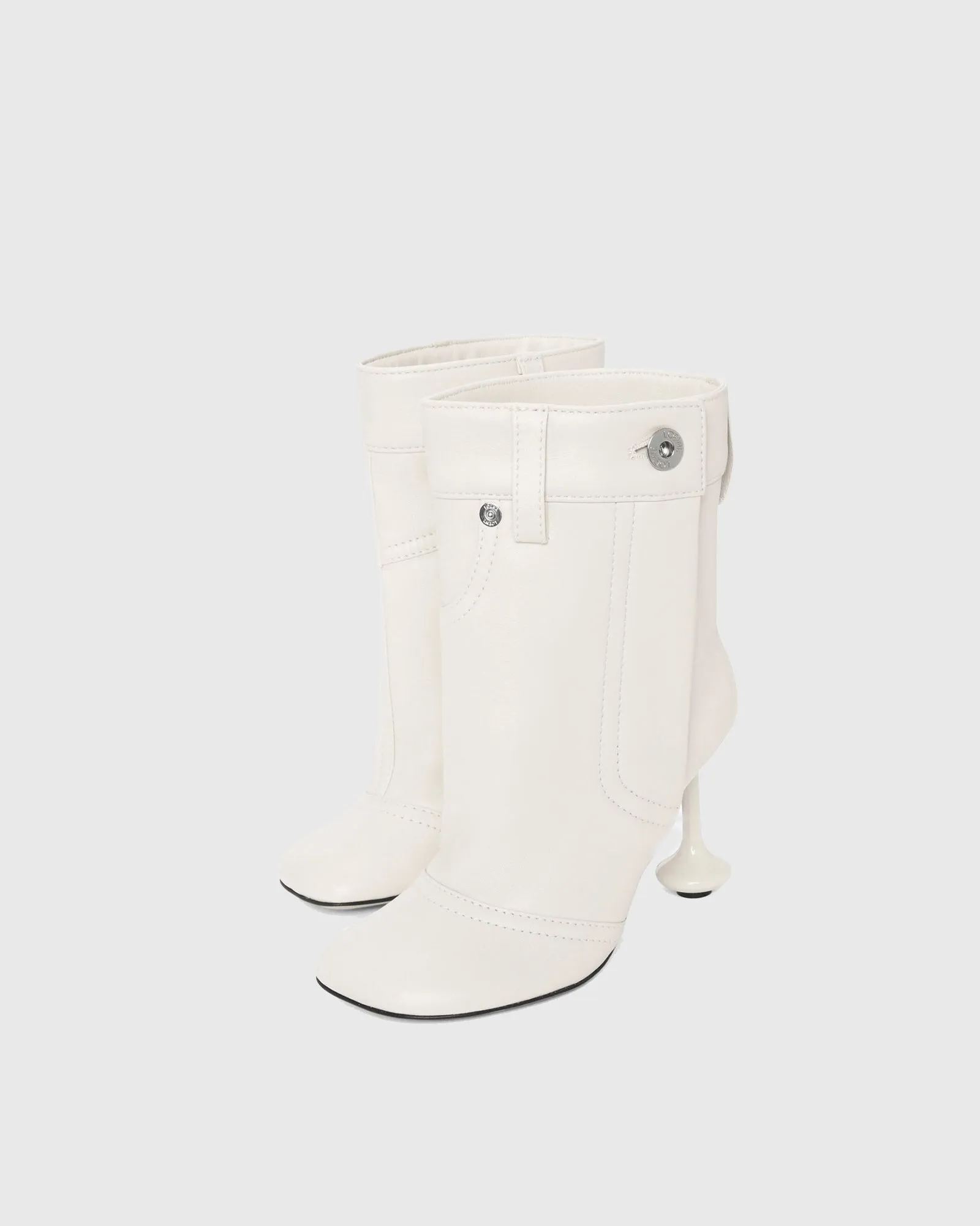 Luigia Toy Heel Ankle Boots In White