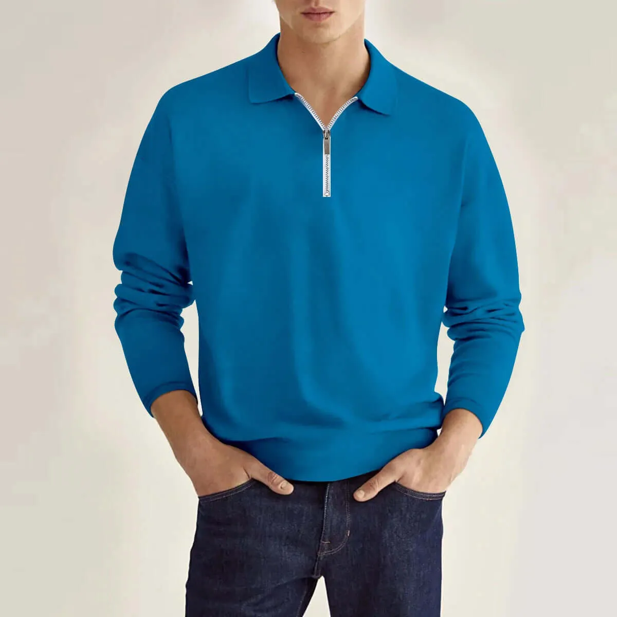 Men's Long Sleeve Knitted Polo Shirt