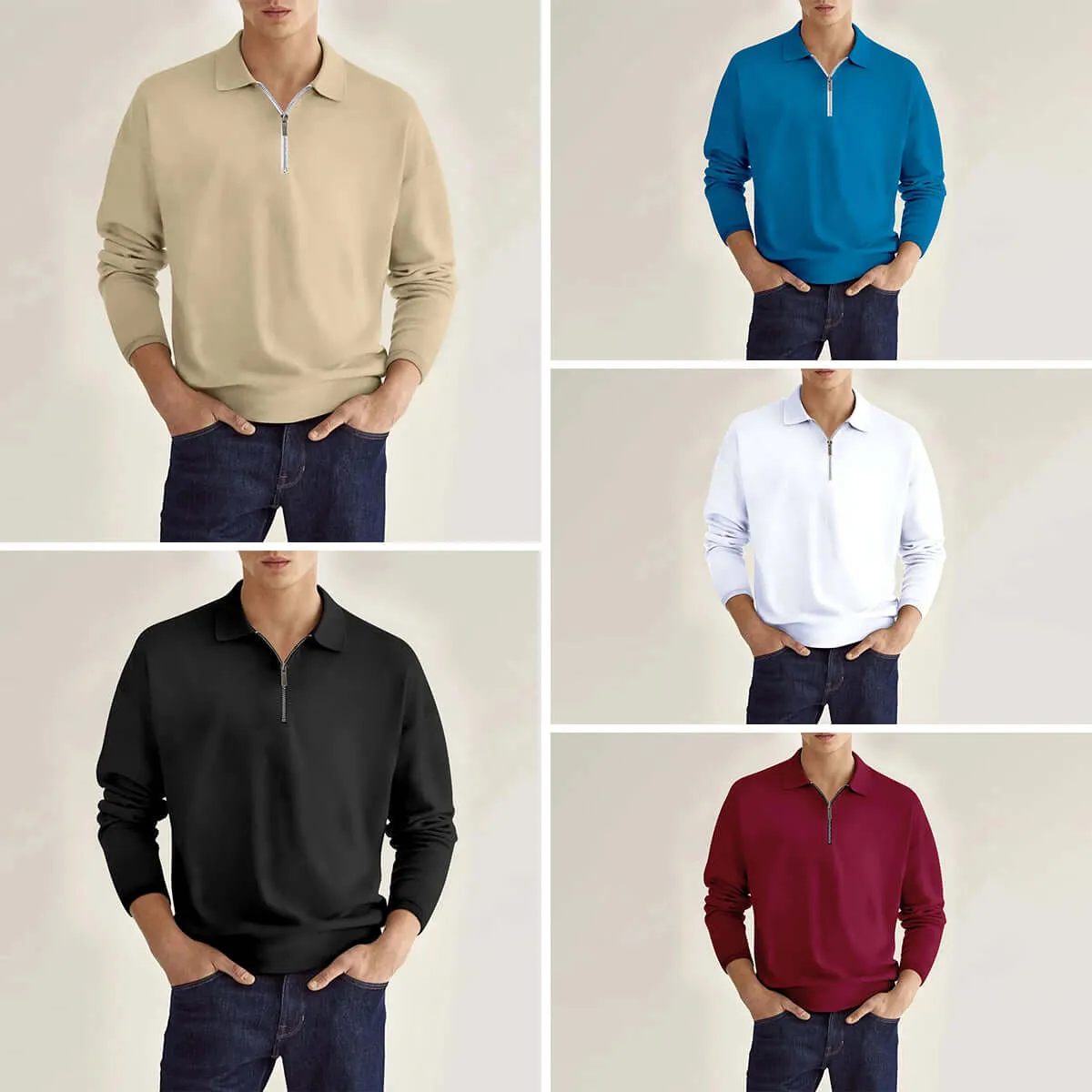 Men's Long Sleeve Knitted Polo Shirt