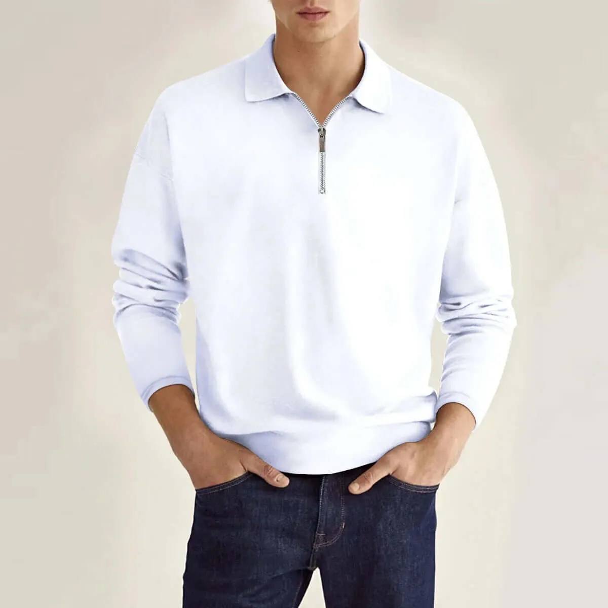 Men's Long Sleeve Knitted Polo Shirt