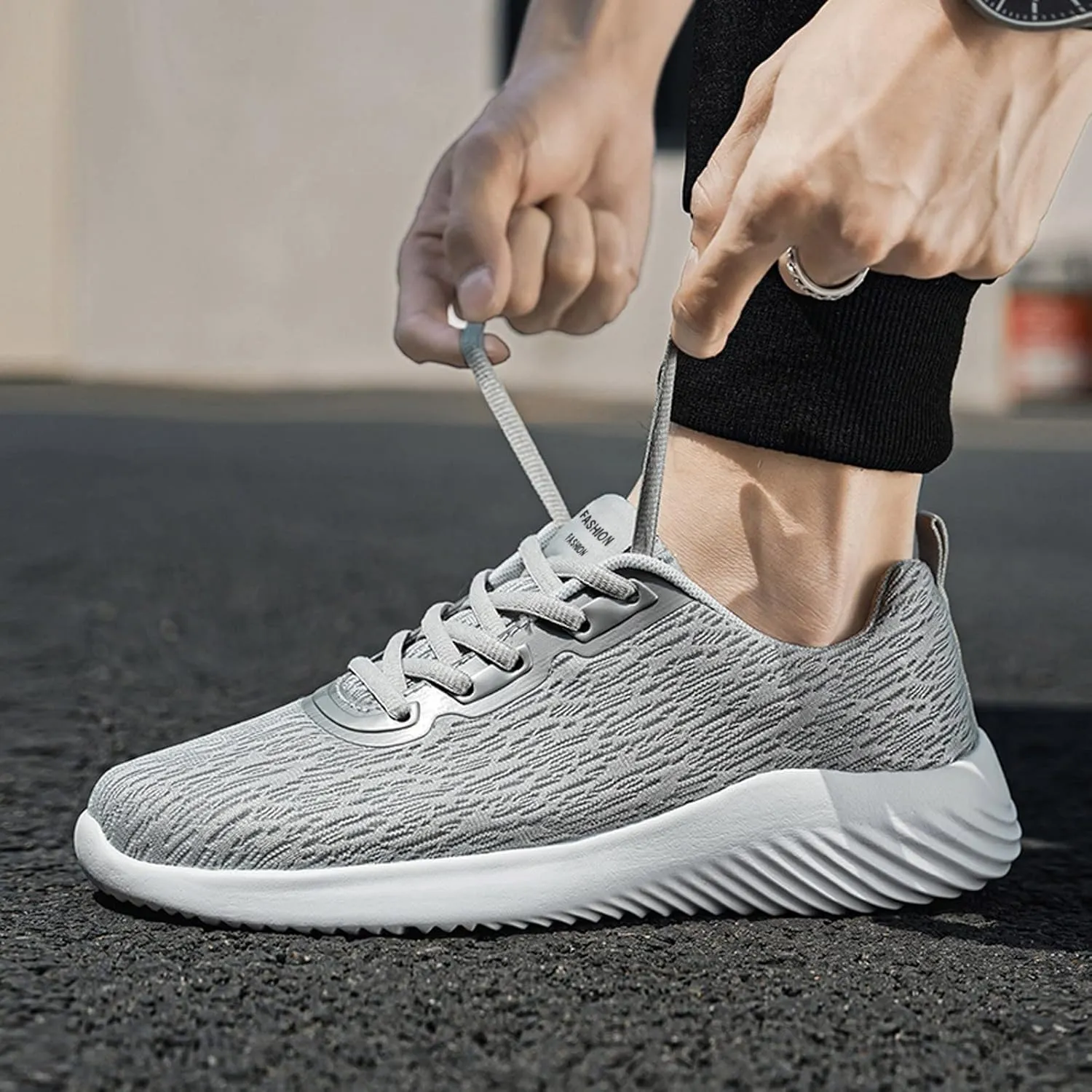 Men's Non Slip Barefoot Minimalist Shoes Breathable Elastic Fly Woven Mesh Sneaker Elastic Fly Woven Mesh Shoes