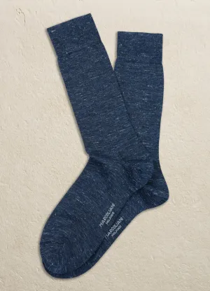 Navy Blue Cashmere/Silk/Hemp Mid-Calf Socks - Marcoliani