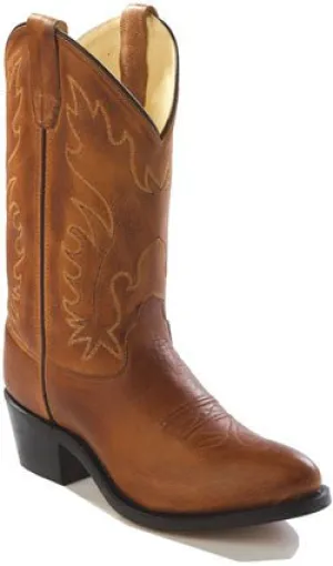 Old West Tan Canyon Youth Girls Corona Leather Narrow J Toe Cowboy Boots 6.5 D