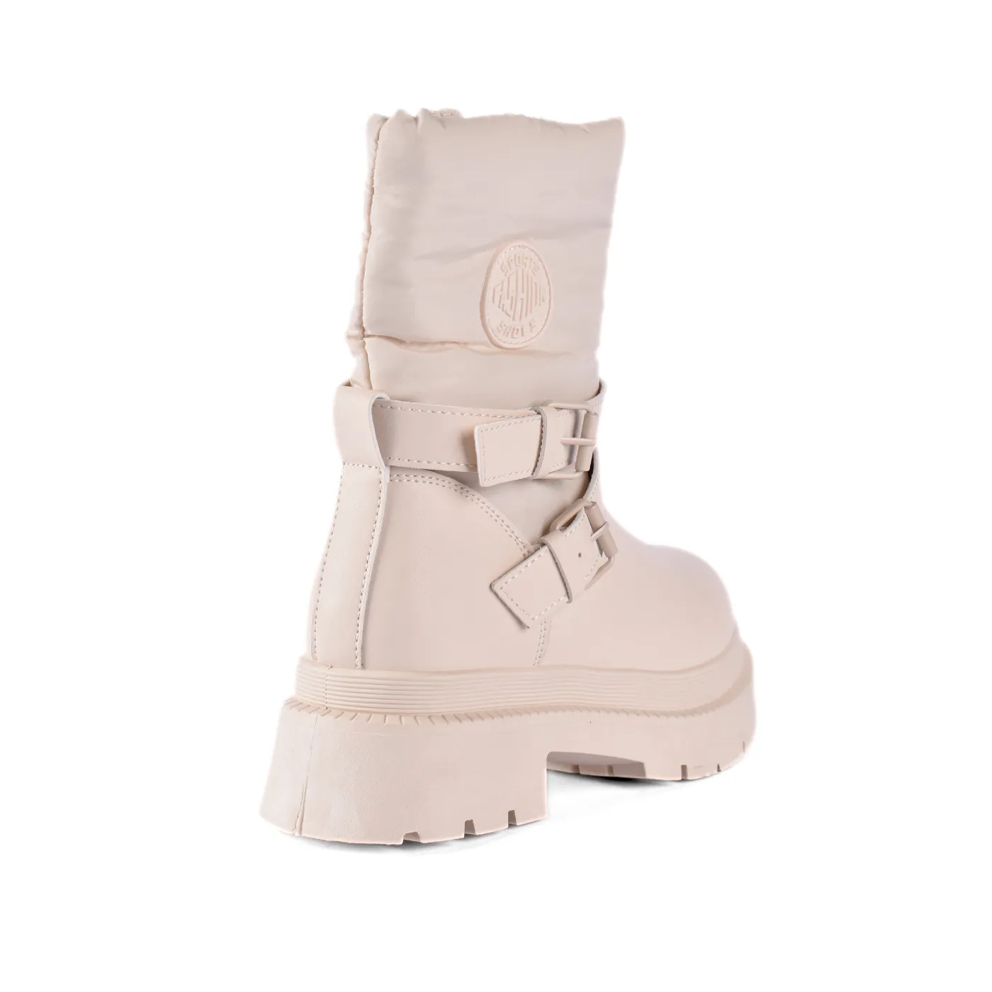 Puffy Half Boots With Buckles