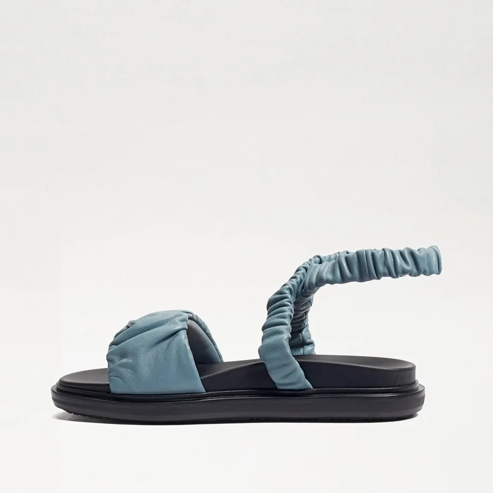 Sam Edelman Velma Blue Rounded Open Toe Strappy Ankle Cuff Wedge Heeled Sandals