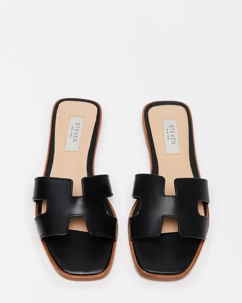 Steve Madden - Haydn - H Strap Leather Sandal Slides - Black