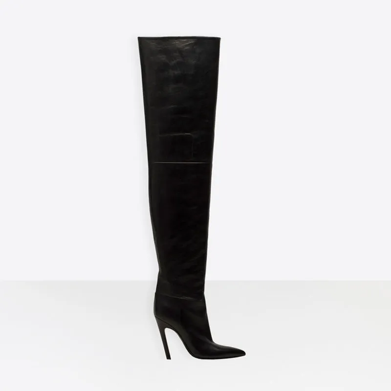 Sultry Silver Mirror Over-the-Knee Boots