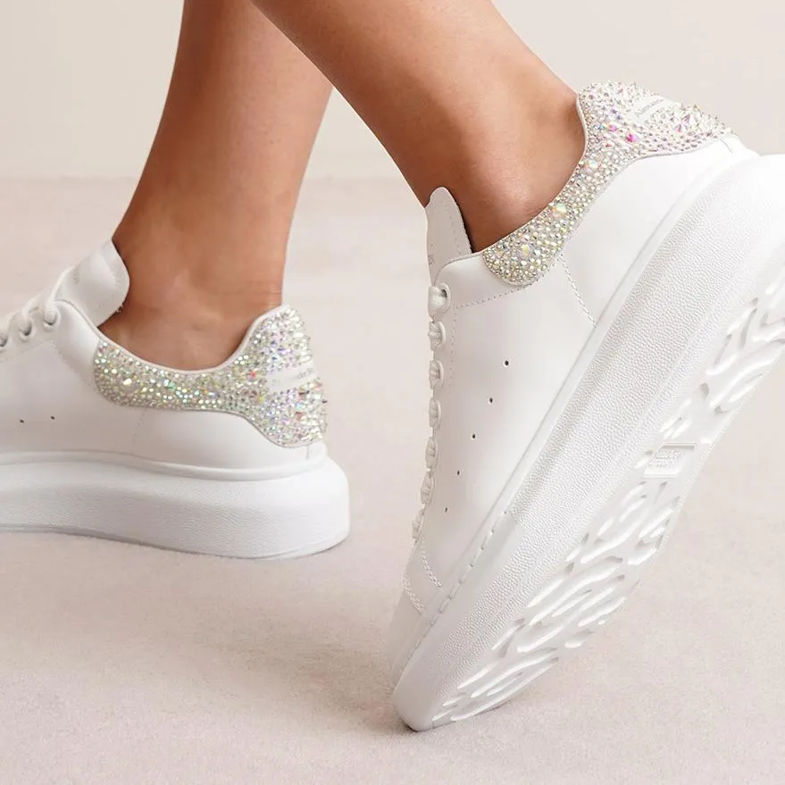 White and white crystal classic sneakers