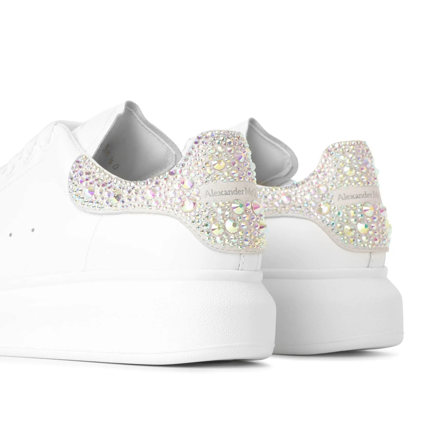 White and white crystal classic sneakers