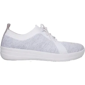 Women's Fit Flop F-Sporty Uberknit Sneakers Metallic Silver/White Nylon