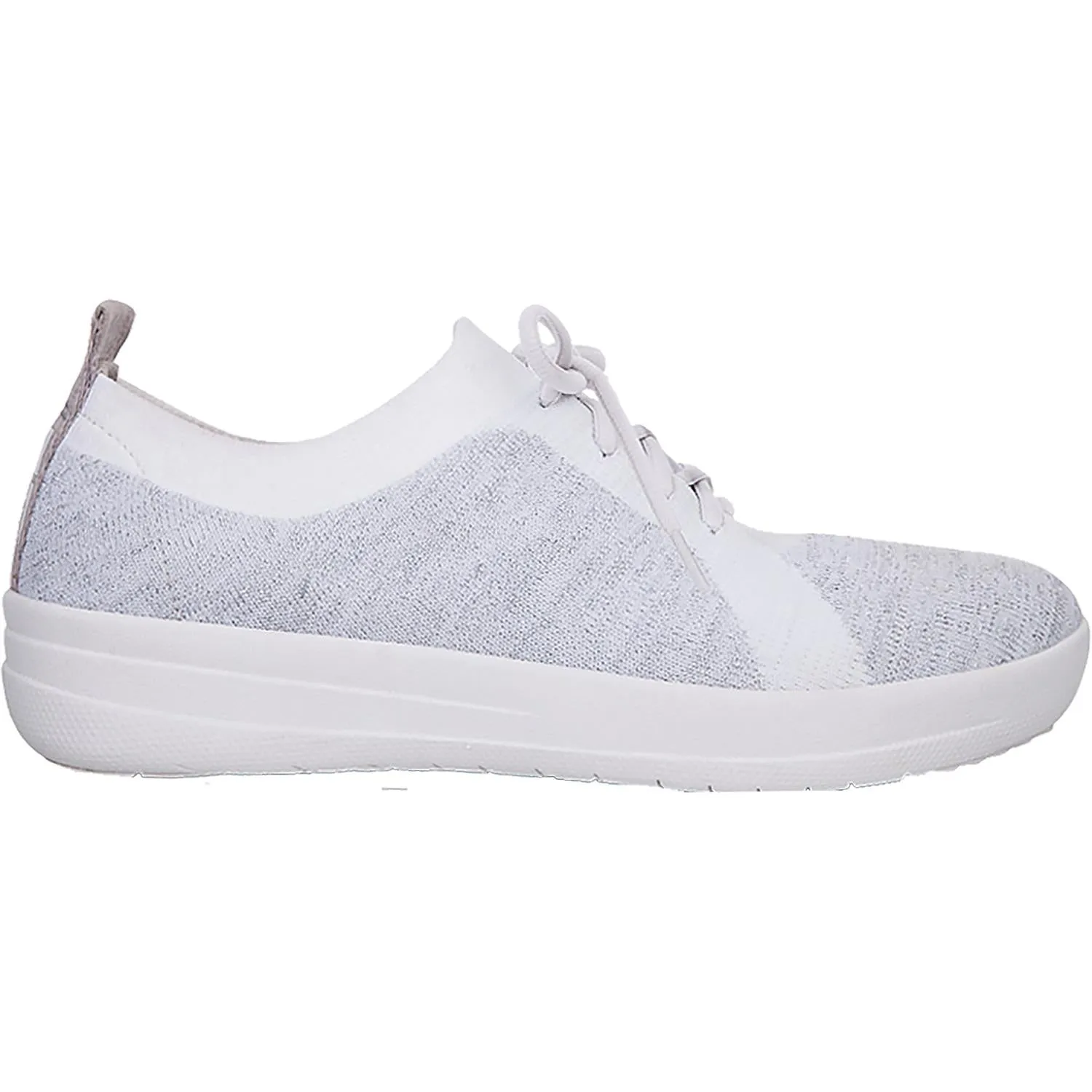 Women's Fit Flop F-Sporty Uberknit Sneakers Metallic Silver/White Nylon