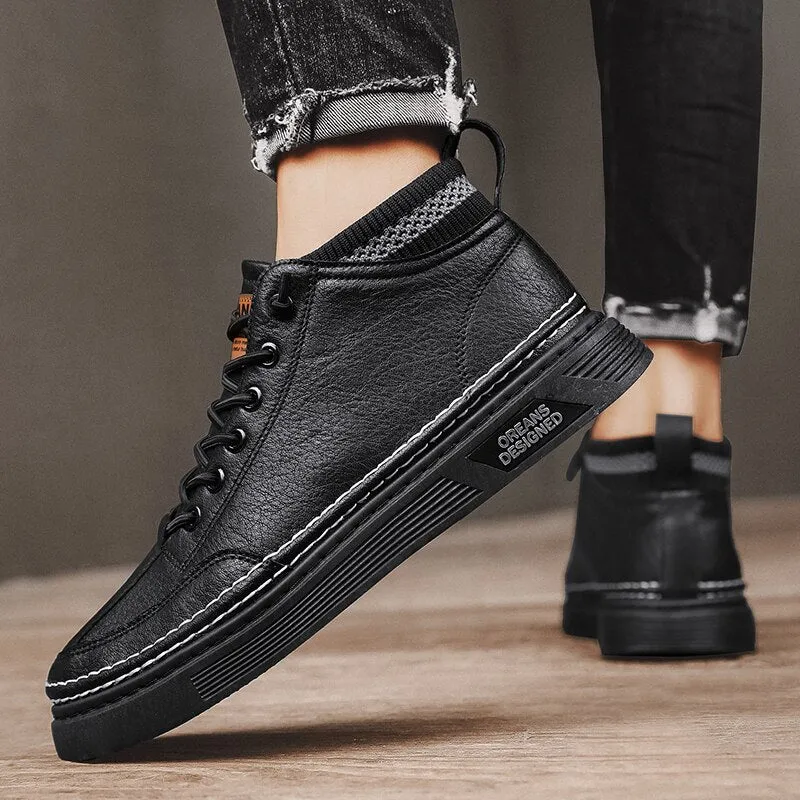 xiangtuibao  Men Shoes Casual Male Sneakers Leather Outdoor Walking Fashion Platform Comfort Designer Luxury Flat Retro Slip On Loafers