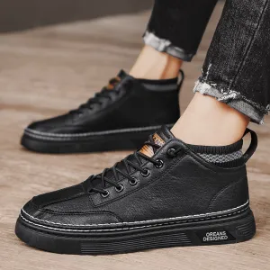 xiangtuibao  Men Shoes Casual Male Sneakers Leather Outdoor Walking Fashion Platform Comfort Designer Luxury Flat Retro Slip On Loafers