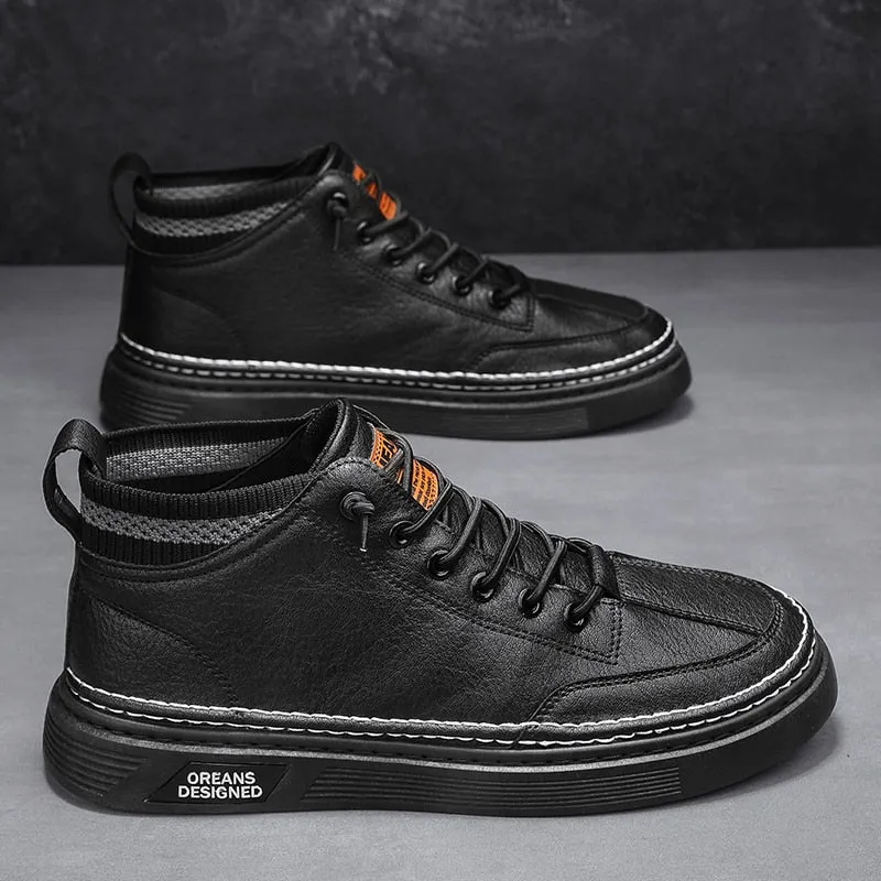 xiangtuibao  Men Shoes Casual Male Sneakers Leather Outdoor Walking Fashion Platform Comfort Designer Luxury Flat Retro Slip On Loafers