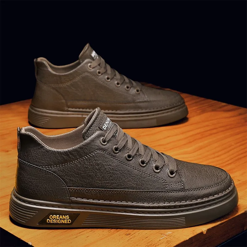 xiangtuibao  Men Shoes Casual Male Sneakers Leather Outdoor Walking Fashion Platform Comfort Designer Luxury Flat Retro Slip On Loafers